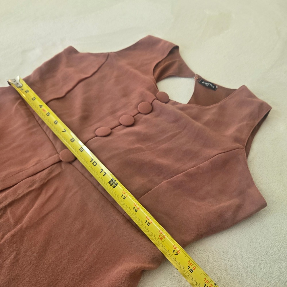 Bright Nex Mauve Pink Sleeveless Button Front Slit Maxi Dress Overlay XL Keyhole - Picture 3 of 12
